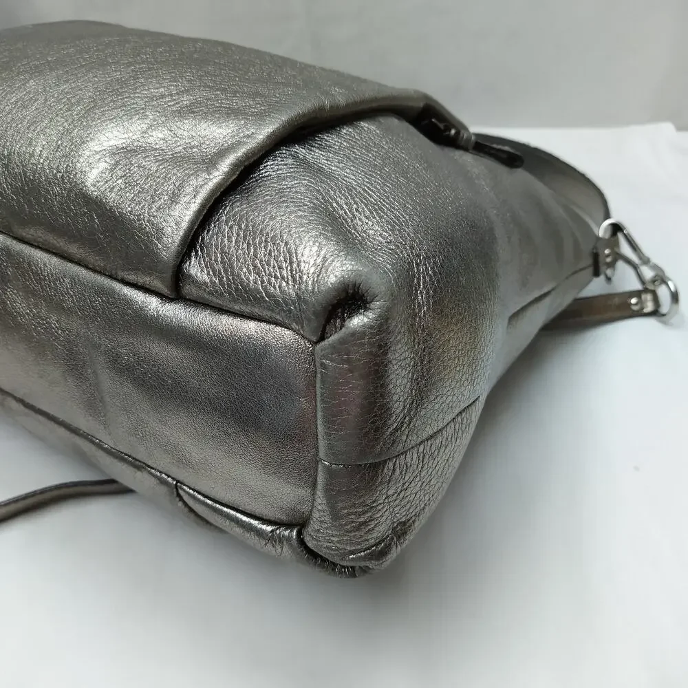Coach Madison Metallic Gold Leather Zipper Hobo Shoulder Bag